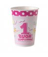 Bicchieri Plastica Primo Compleanno Rosa
