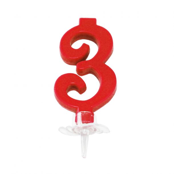 Candelina Mini Rossa Numero 3