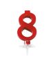 Candelina Numero '8' Mini Rosso - 7 CM