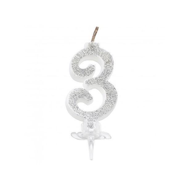 Candelina Mini Argento Numero 3