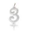 Candelina Mini Argento Numero 3