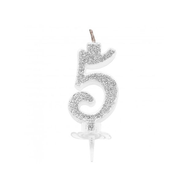 Candelina Mini Argento Numero 5