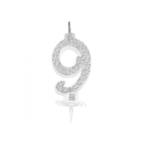 Candelina Mini Argento Numero 9