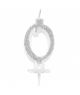 Candelina Numero '0' Mini Argento Glitter - 7 CM