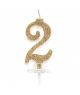 Candelina Numero '2' Mini Oro Glitter - 7 CM