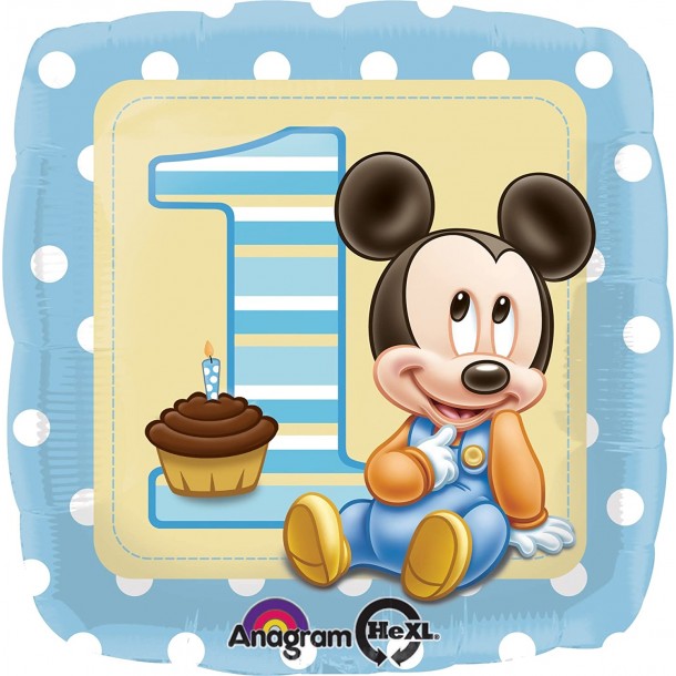 Palloncino Foil Quadrato Topolino Baby Primo Compleanno