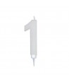 Candelina Numero '1' Mini Argento Glitter - 7 CM