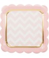 8 Piatti Quadrati In Carta Linea Baby Chic Rosa