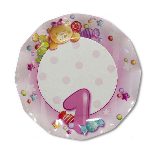 10 Piatti Carta Primo Compleanno Girl