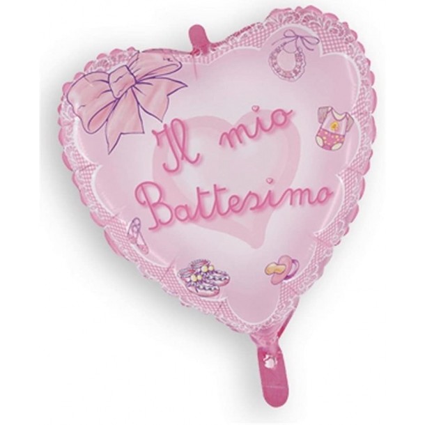 Palloncino Foil Il Mio Battesimo Cuore Rosa