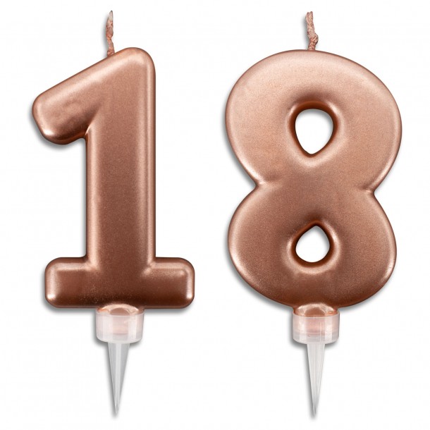 Candeline 18 Anni Rosa Gold per Torta Festa Compleanno 