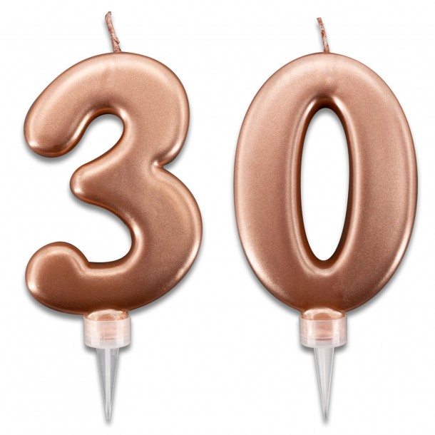 Candeline 30 Anni Rosa Gold per Torta Festa Compleanno 