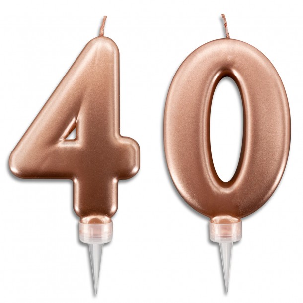 Candeline 40 Anni Rosa Gold per Torta Festa Compleanno 
