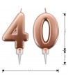 Candeline 40 Anni Rosa Gold per Torta Festa Compleanno 