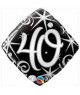 Palloncino Mylar Quadrato 40 Anni Nero/Argento 