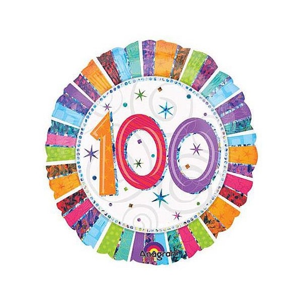 Palloncino Mylar Tondo 100 Anni Multicolor 
