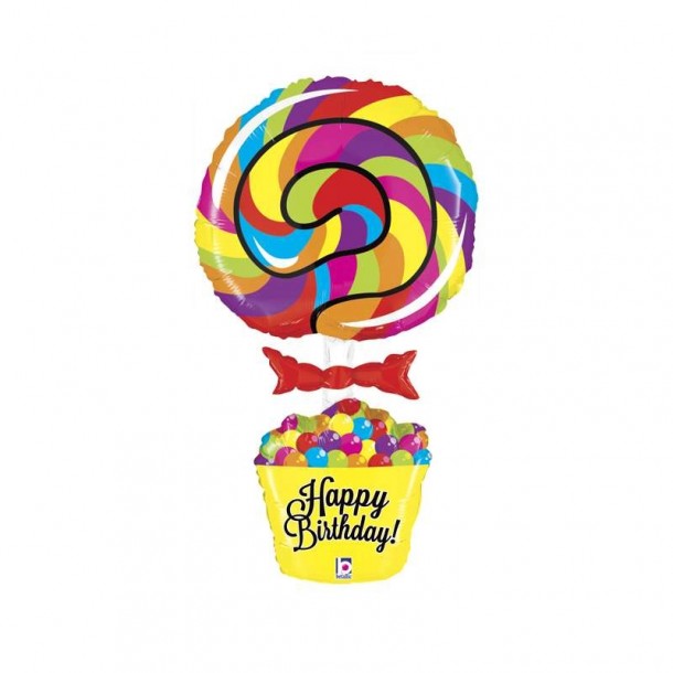 Palloncino Mylar Lollipop Birthday Multicolor- 40'' 102 cm