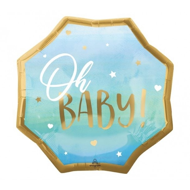 Palloncino Tondo SuperShape Oh Baby Azzurro/Gold 55 cm