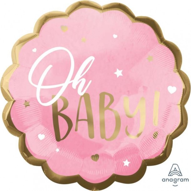 Palloncino Tondo SuperShape Oh Baby Rosa/Gold 55 cm