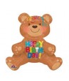 Palloncino Mylar SuperShape Sagoma Orsetto Seduto ''Happy Birthday'' - 48 x h43 cm