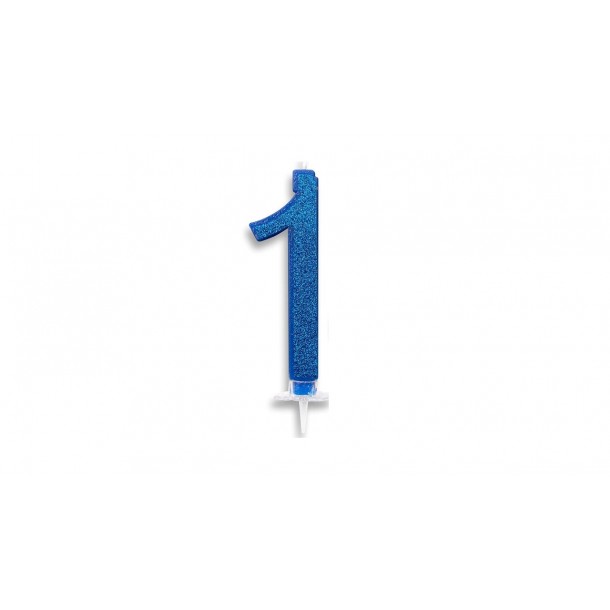 Candelina Per Torta Maxi Numero 1 Blu Glitter 