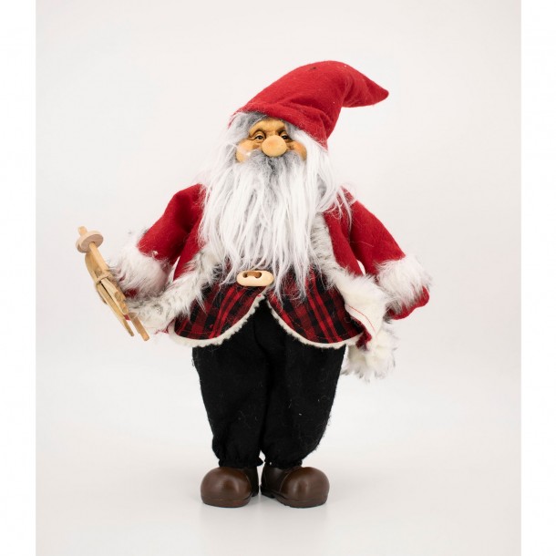 Babbo Natale Viso e Mani in Ceramica con Pelliccia