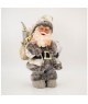 Babbo Natale Carillon in piedi con Pelliccia Silver e Gold